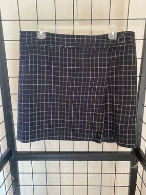 LOFT Black and White Windowpane  Mini Skirt